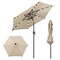Costway 7.5 ft Solar Powered Patio Umbrella with LED Lights Push Button Tilt Crank Handle Beige/Gray/Navy/Black/Brown/Red